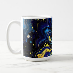 Ljusande virvlar av blått och guld 4 kaffemugg