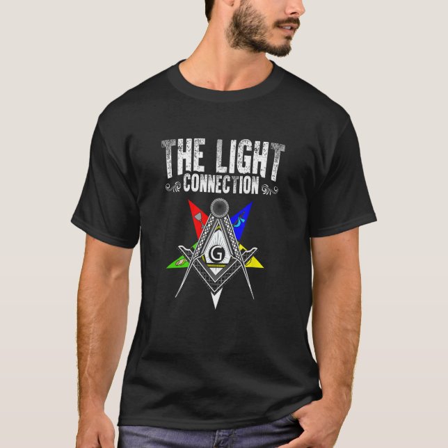 Ljusanslutning OES Masonry Freemasonry Masonic F T Shirt (Framsida)