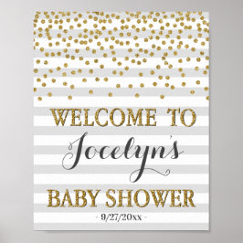 Ljusare Grått Guld Kön Neutral Baby Shower Välkomm Poster