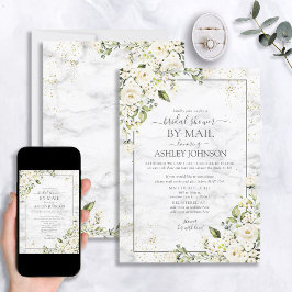 Ljusare Grått White Blommigt Guld Marble Shower by Inbjudningar