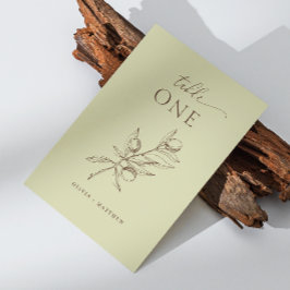 Ljusare Oliv grönt Botaniska Medelhavet Bröllop Bordsnummer