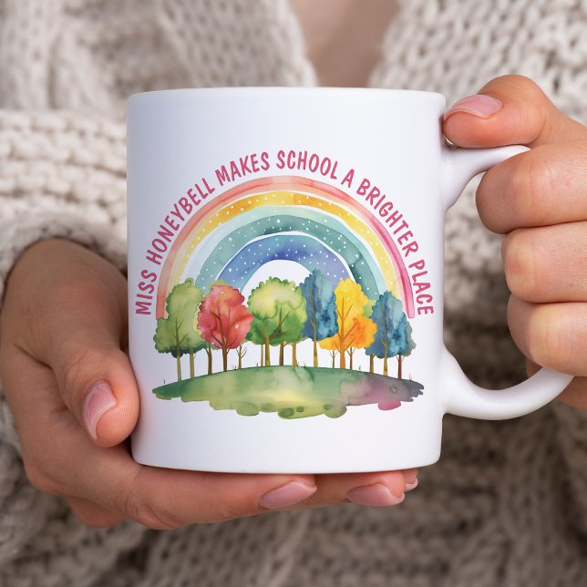 Ljusare plats regnbågs skog lärare uppskattning kaffemugg (Brighter Place Teacher Appreciation Rainbow Forest Mug)
