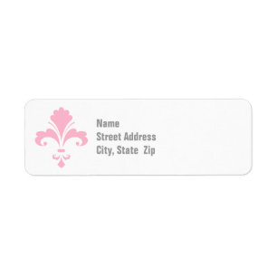 Ljusare rosa Fleur-de-lis Returadress Etikett