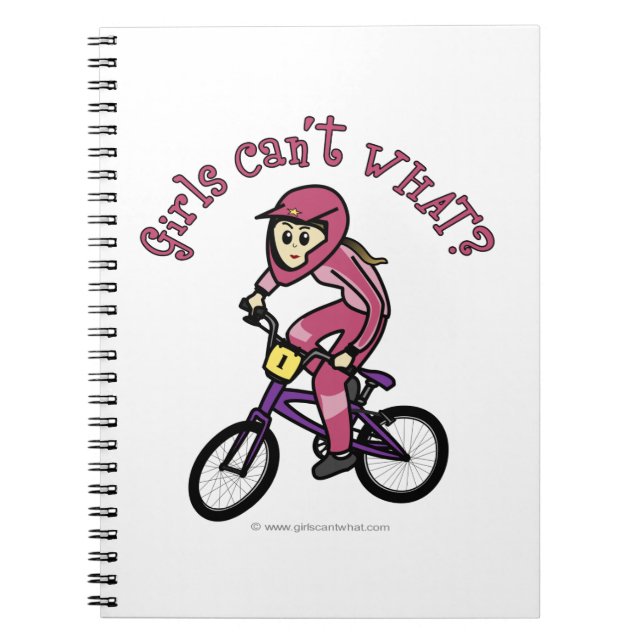 Ljusare rosa flickor BMX Anteckningsbok Med Spiral (Framsidan)