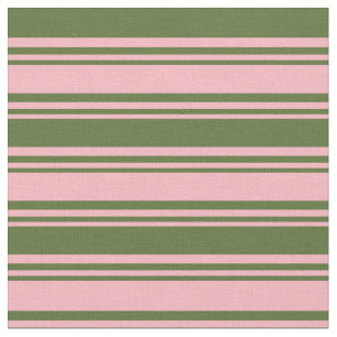 Ljusare rosa och Mörk Oliv grönt Rand Mönster Tyg
