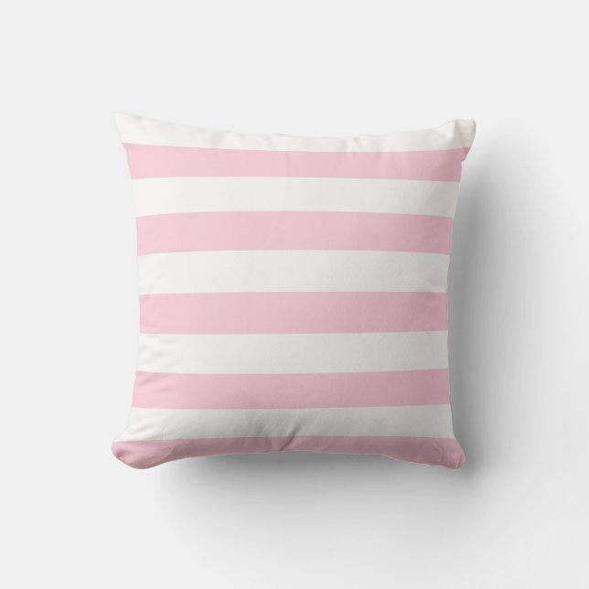 Ljusare rosa och vita Rand Kudde (Framsida)