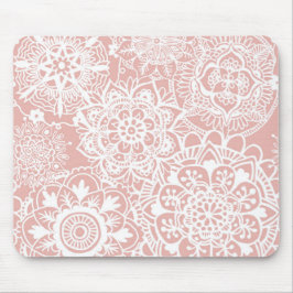 Ljusare rosa och White Mandala Mönster Musmatta