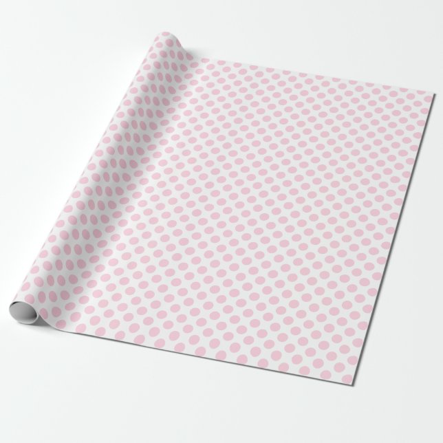 Ljusare rosa Polka-punkt om vitsvällning Papprare Presentpapper (Utrullad)