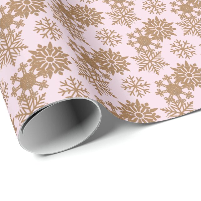 Ljusare rosa| Rustik snöflammation Papprare Presentpapper (Rullad Hörn)