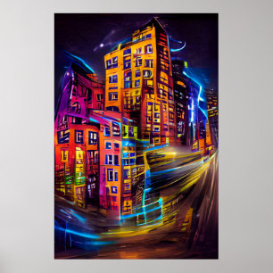 Ljusare upp natten 1 - levande Färg Poster