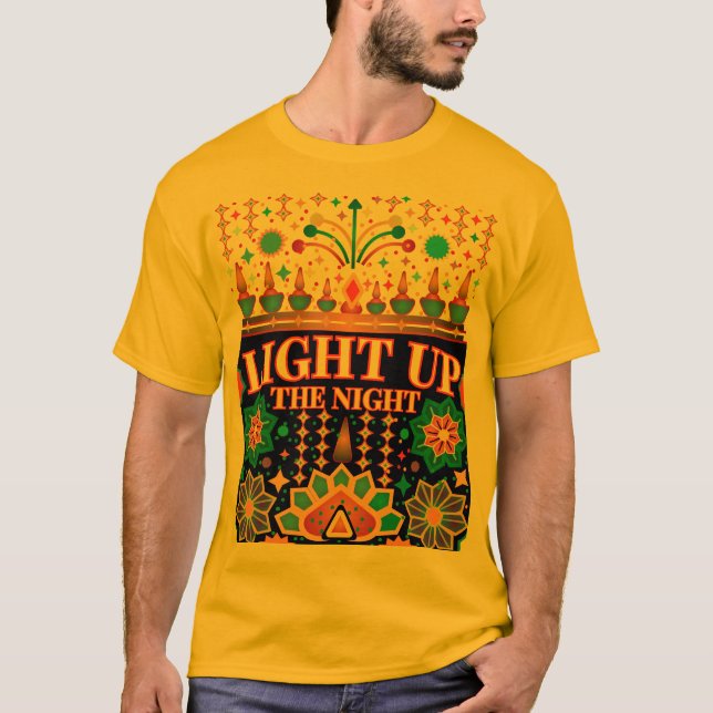 Ljusare upp natten: Diwali Illustration Theme T Shirt (Framsida)
