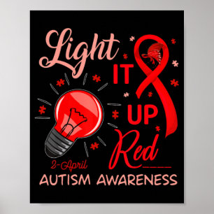 Ljusare upp Röd autism Medvetenhet Pussel Manar Kv Poster