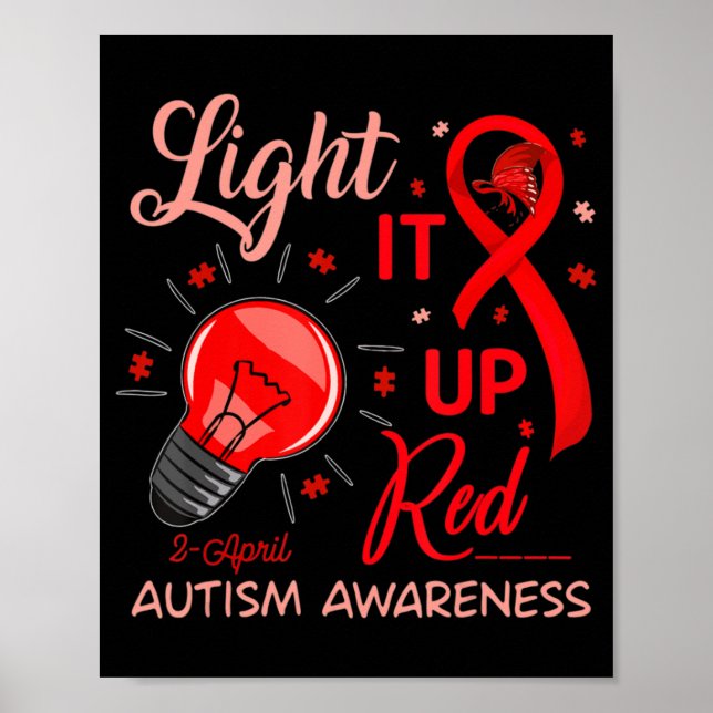 Ljusare upp Röd autism Medvetenhet Pussel Manar Kv Poster (Framsidan)