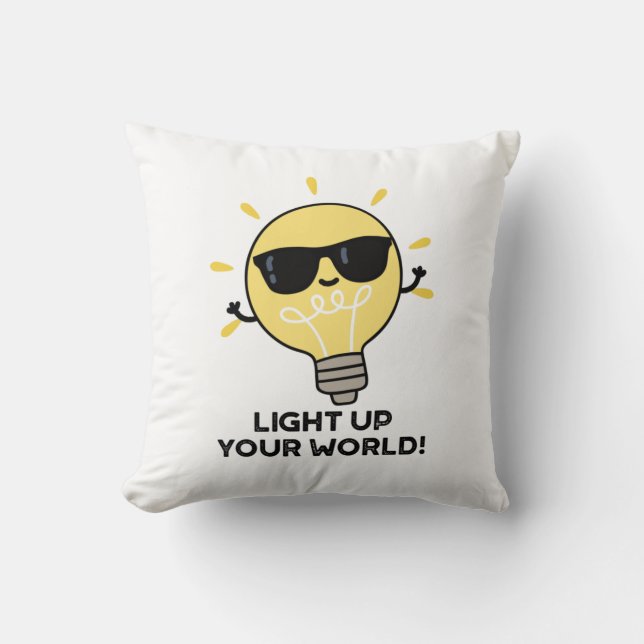 Ljusare upp YOur World Funny Positive Bulb Pun Kudde (Framsida)
