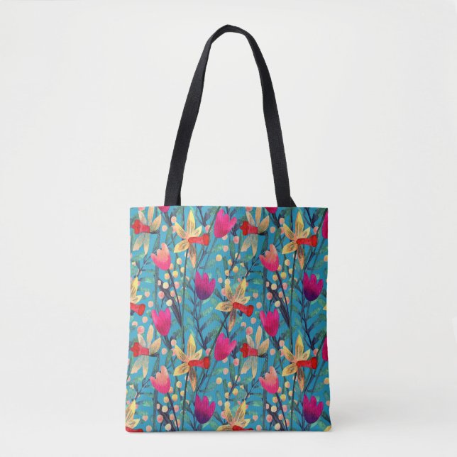 Ljusare vattenfärg: Blommigt Sömlös design. Tygkasse (Framsida)