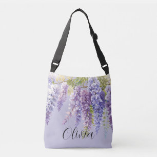 Ljusare vattenfärgsflorwisteria lilaa axelväska