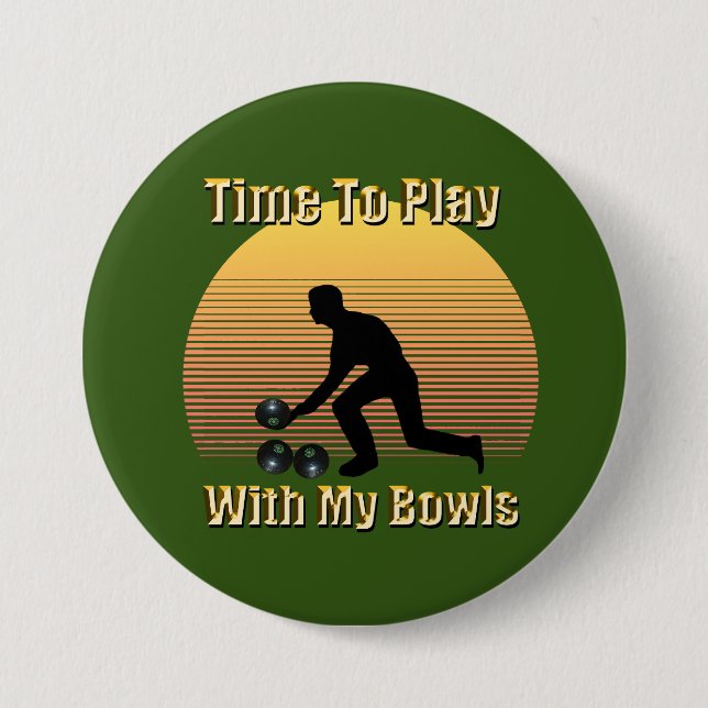 Ljusare Vintage Gräsmatta Bowls Play Time, Badge Knapp (Framsida)