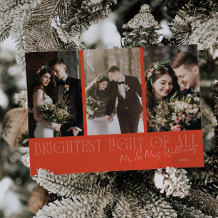 Ljusaste röda julbröllopsannonsering julkort