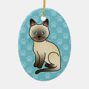 Ljusbeige färg Tonkinesiska rasen katt illustratio Julgransprydnad Keramik