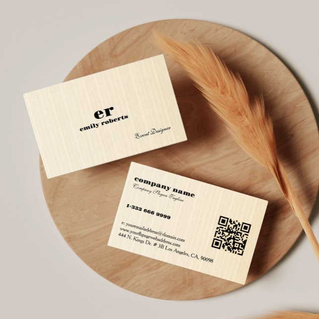 Ljusbeige Jutesjälv QR-kod Visitenkort Visitkort (Skapare uppladdad)