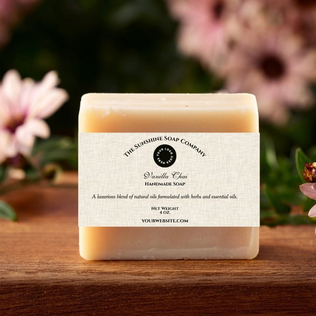 Ljusbeige linnepappersstil tvålband med logotyp (Skapare uppladdad)