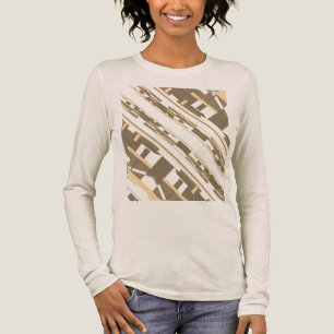 Ljusbeige sydvästlig look sned artmotiv t shirt