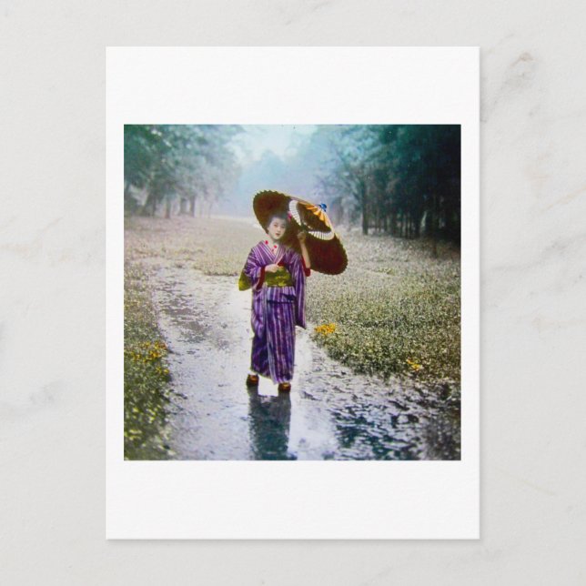 Ljusbild av glasmagasin A JAPANESE GIRL IN RAIN Vykort (Framsida)