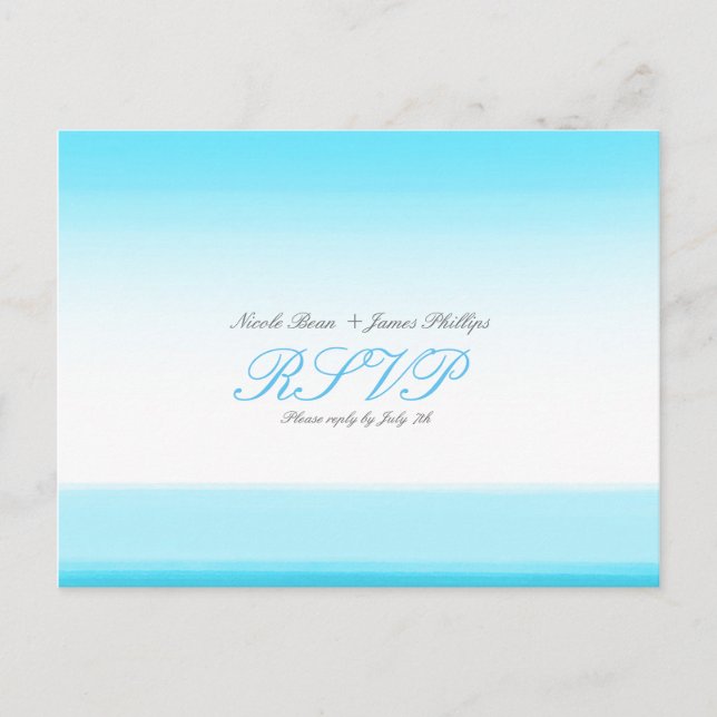 Ljusblå akvarell RSVP bröllopskort Inbjudan Vykort (Framsida)