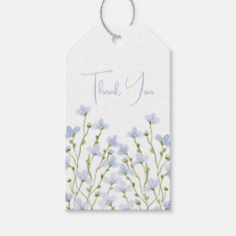 Ljusblå akvarell vildblomma  presentetikett