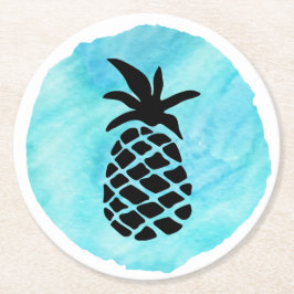 Ljusblå Ananas Underlägg Papper Rund