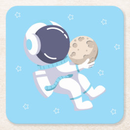 Ljusblå astronaut - Pappersunderlägg Underlägg Papper Kvadrat
