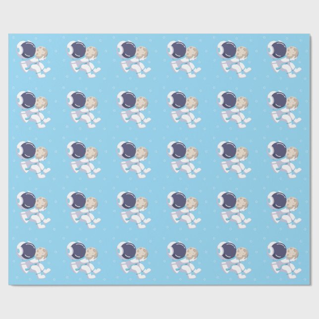 Ljusblå astronaut - Presentpapper (Platt)
