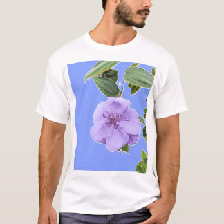 Ljusblå Bakgrund med Ensam Lila Prinsessblomma T Shirt