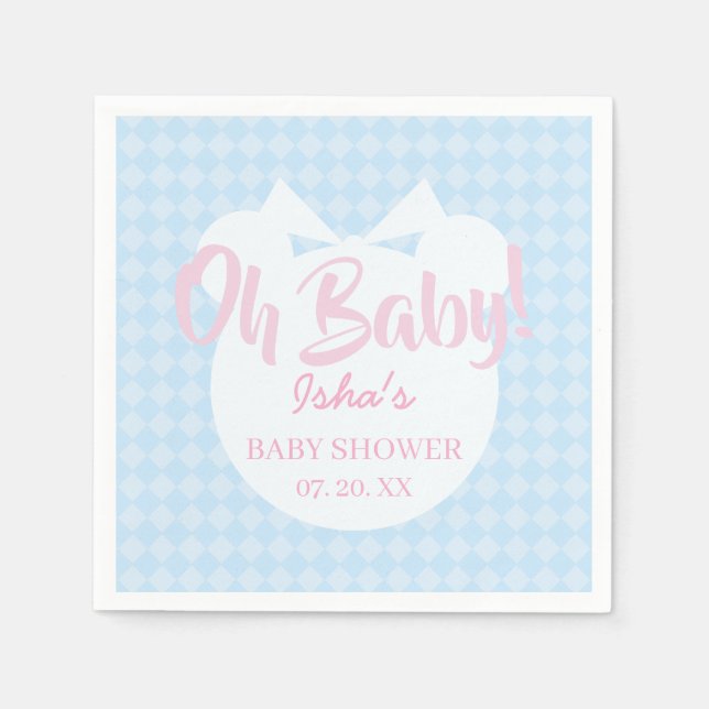 Ljusblå bandbjörn Baby Shower Pappersservett (Framsidan)