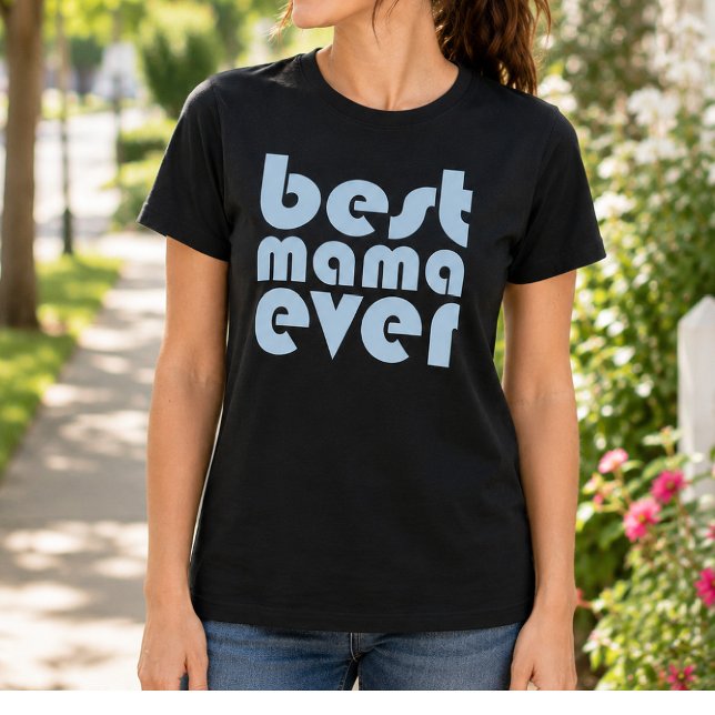 Ljusblå Bästa Mamma Någonsin Retro T Shirt (Skapare uppladdad)
