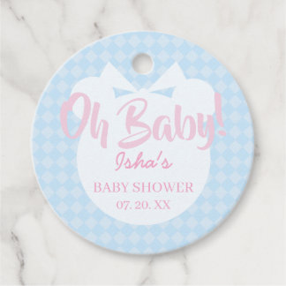 Ljusblå björn Oh Baby Baby Shower Fördelningsmärke Gåvor Etiketter