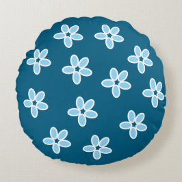 Ljusblå blomkudde rund kudde