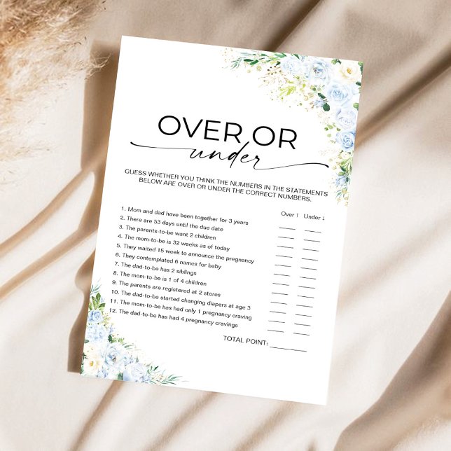 Ljusblå Blommig Baby Shower Över eller Under Lek (Skapare uppladdad)