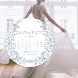 Ljusblå Blommigt Kalender Spara datumcirkel Inbjudningar