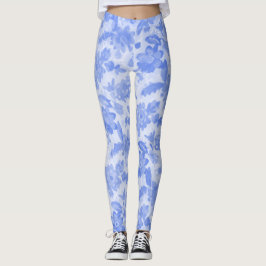 Ljusblå Blommigt Leggings