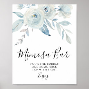 ljusblå blommigt mimosa pub-tecken poster