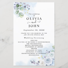 Ljusblå Blommigt vattenfärg