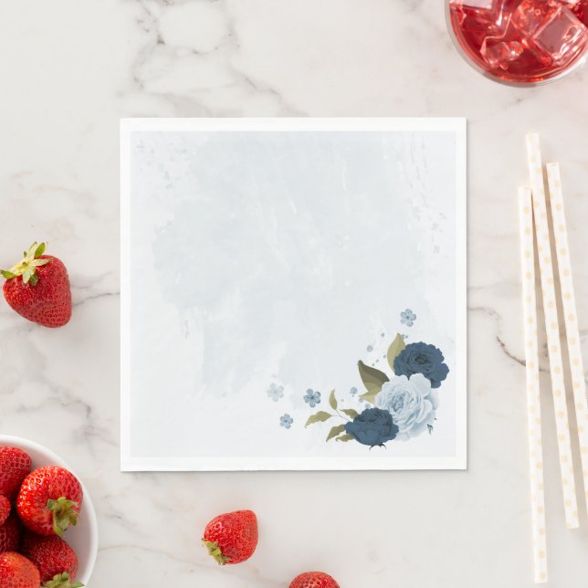 ljusblå blommor bröllop pappersservett (Insitu)