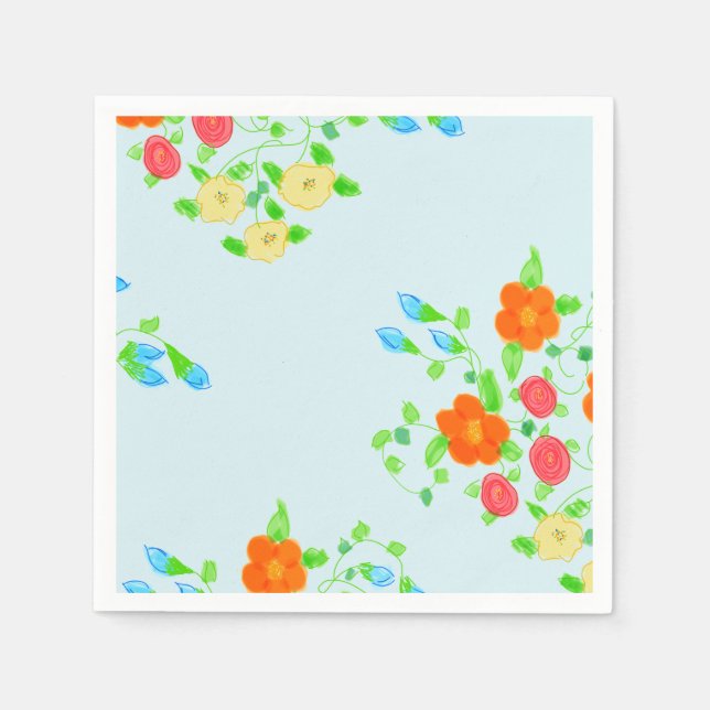 Ljusblå blommor pappersservett (Framsidan)