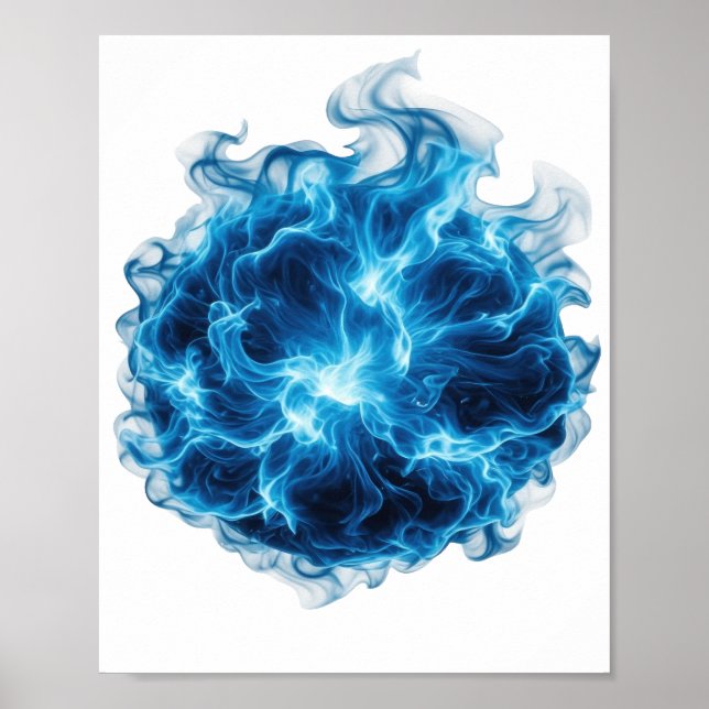 Ljusblå BLUE FIRE BALL Citat Design Poster (Framsidan)