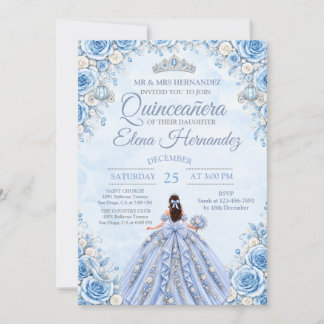 Ljusblå Cinderella Quinceañera-inbjudan Inbjudningar