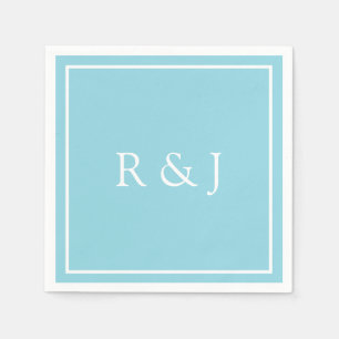 Ljusblå Cyan Monogram Initial Ampersand Bröllop Pappersservett