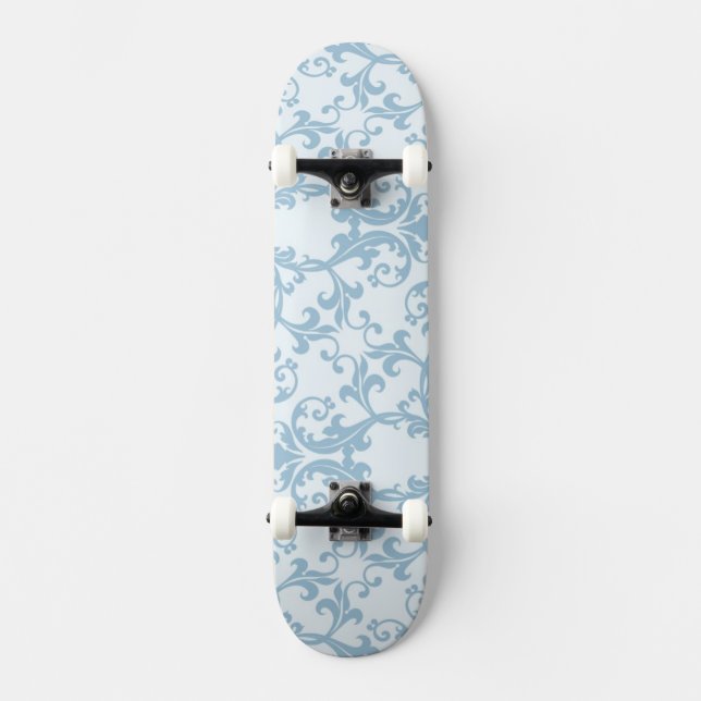 Ljusblå Damask Old School Skateboard Bräda 18 Cm (Framsida)