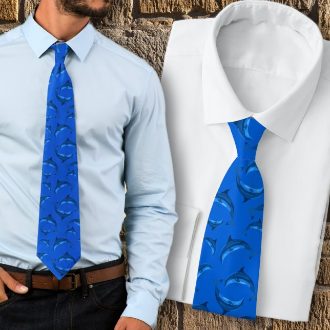 Ljusblå delfiner Mönster Tie Slips (Skapare uppladdad)