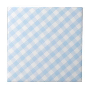 Ljusblå diagonal gingham mönster kakelplatta